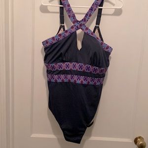 Swimsuits For All - Navy and Purple 1 piece swimsuit
